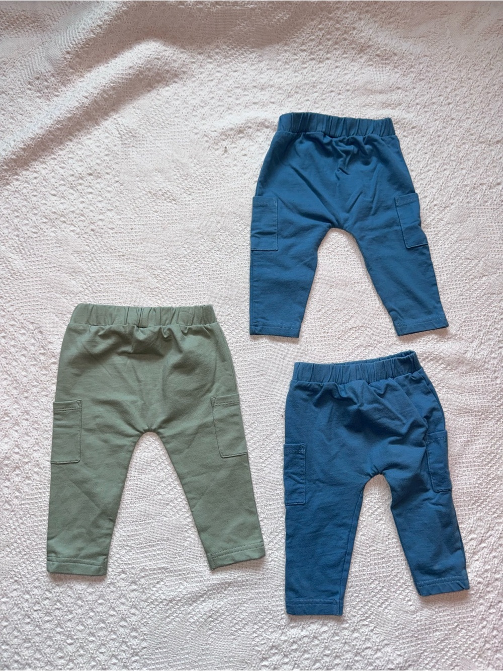 Little Planet Organic Cotton Pull-On Pants Blue & Sage Set - Picture 4 of 4